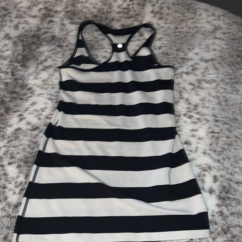 stripped black and white lululemon tank top